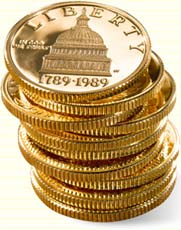 A stack of gold coins
