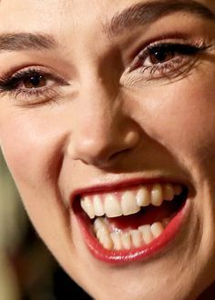 Keira Knightly close up showing her crooked teeth