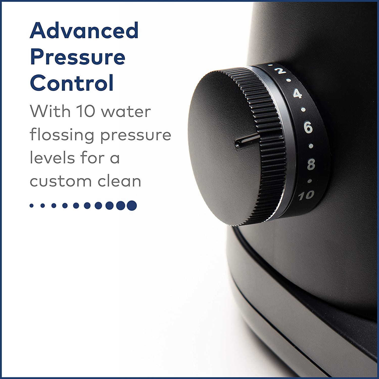 Water pressure regulator dial on a Waterpik Sonic Fusion toothbrush
